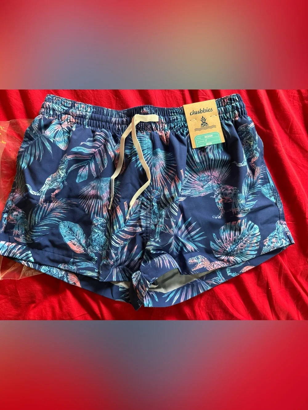 Mens Chubbies “The Prehistoric Blues” Navy 2” Swimsuit Size M